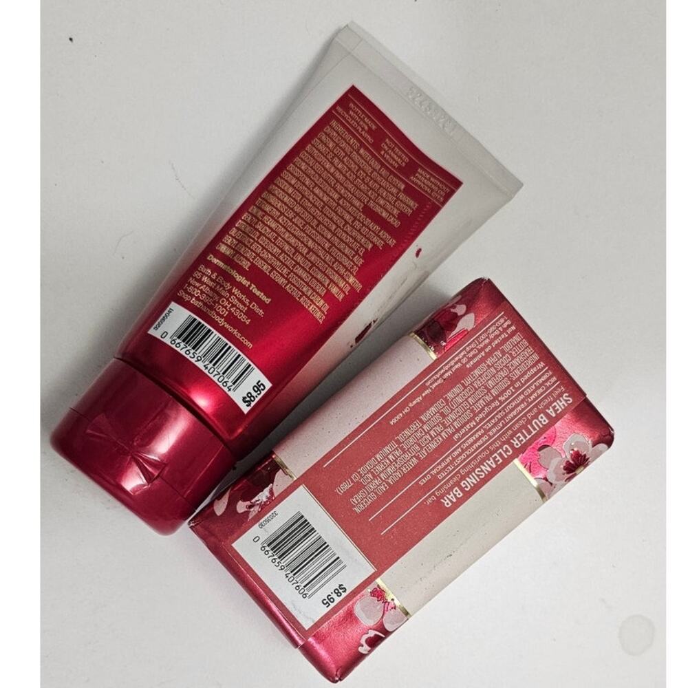 Bath and Body Works Cherry Blossom Soap Bar and body cream set of 2 New - Picture 2 of 2